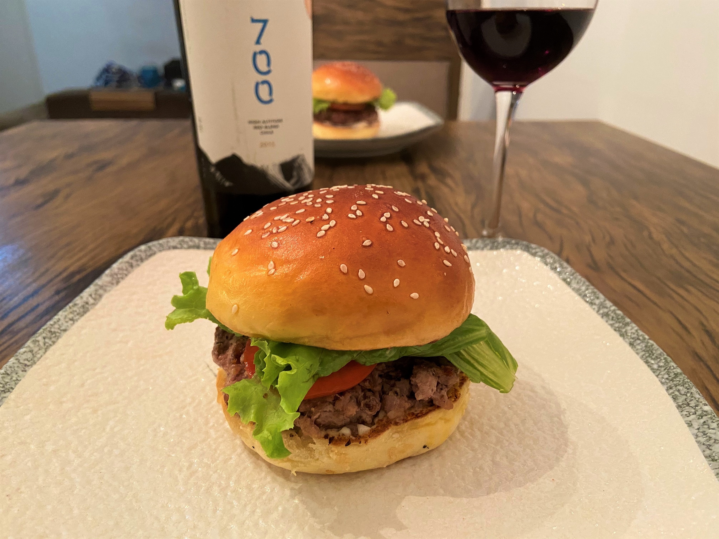 Vinho tinto hamburguer